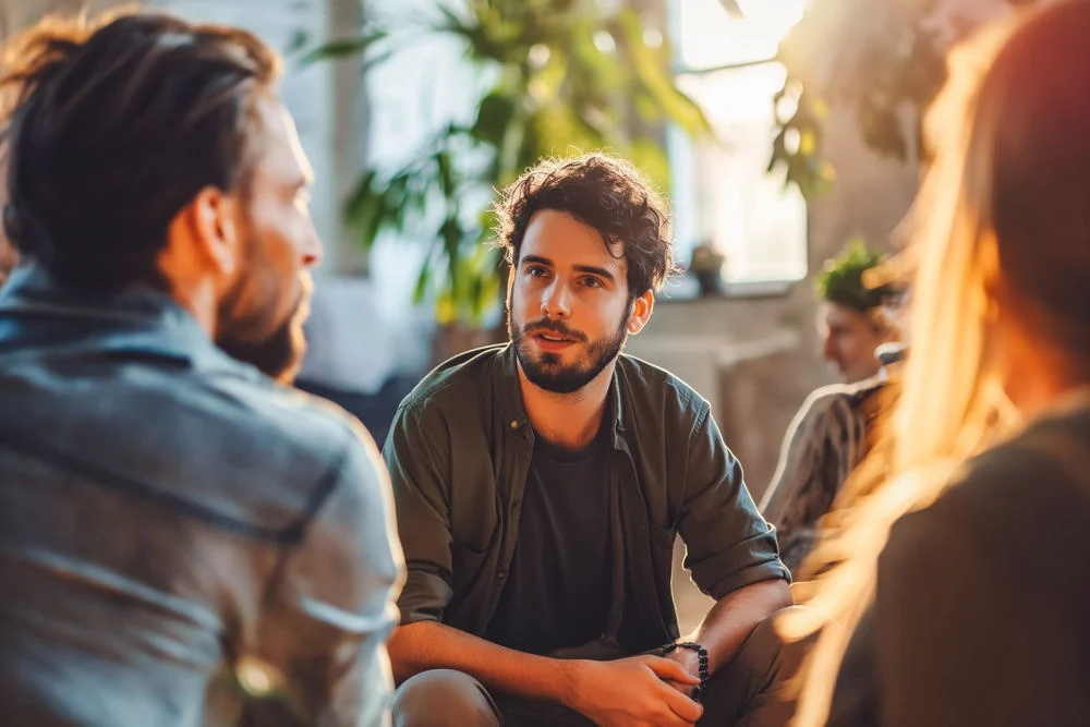 rehab-success-rates-statistics a man in group therapy
