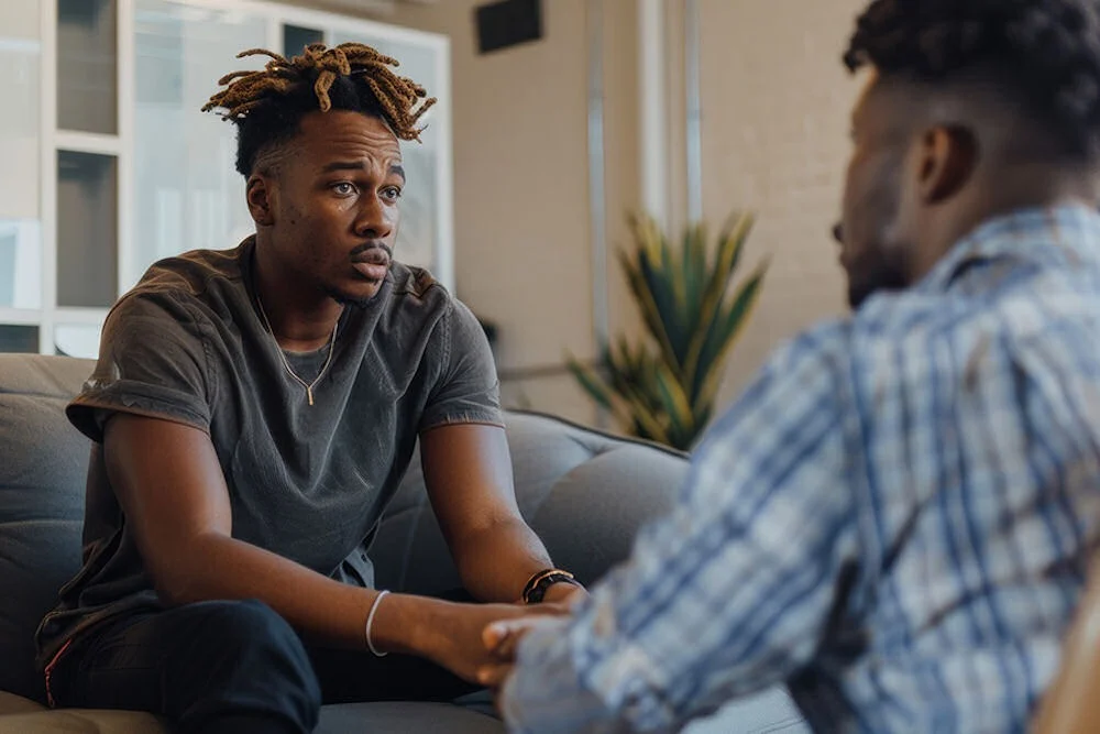 warning-signs-prescription-drug-addiction a man in therapy