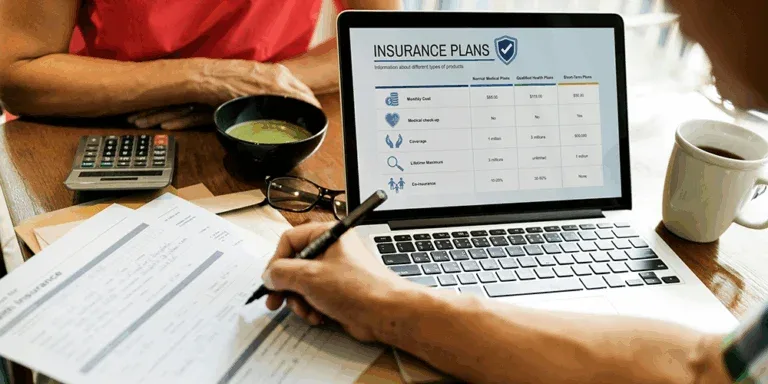 man asking questions and filling out insurance form to understand quest coverage.