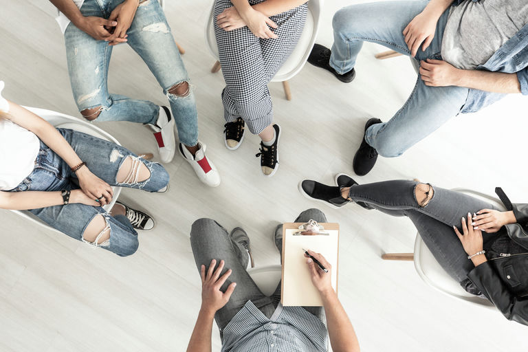 A group therapy discussing help for drug addiction and recovery support near Berks, PA