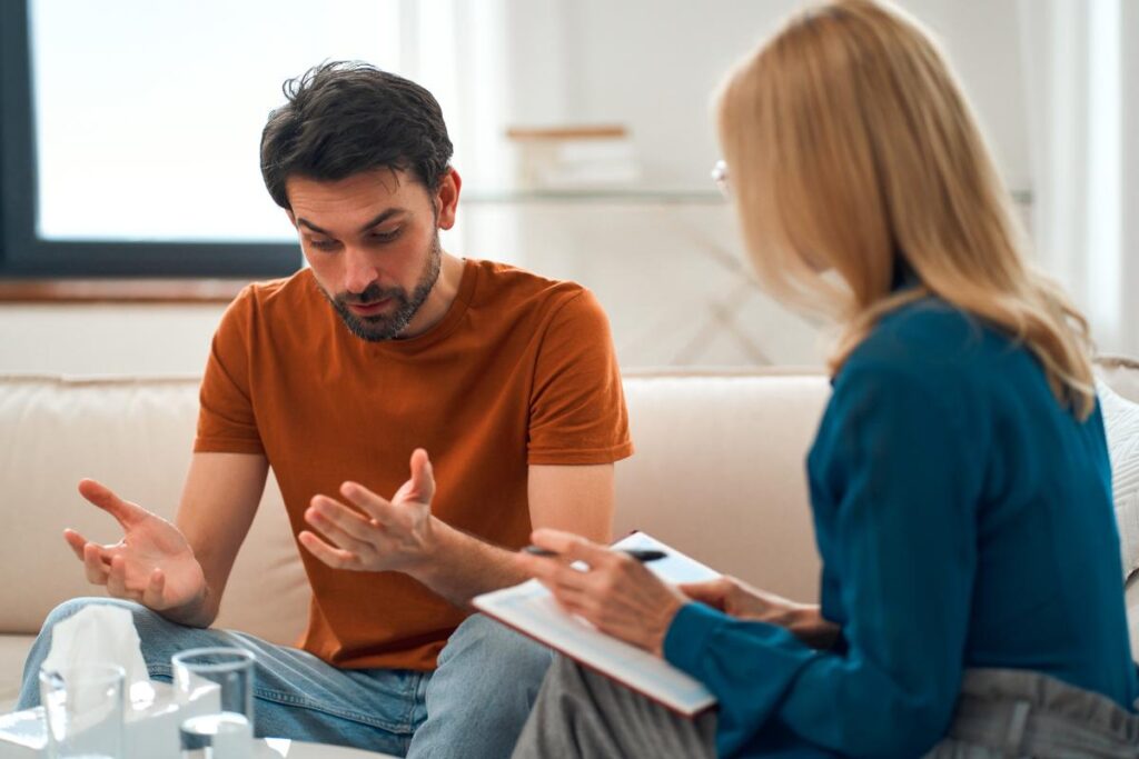 a person talks to a therapist about residential treatment near Wilkes barre