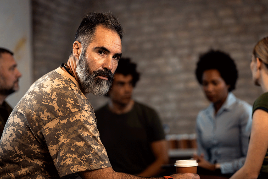 A man struggling with PTSD and addiction is in recovery.