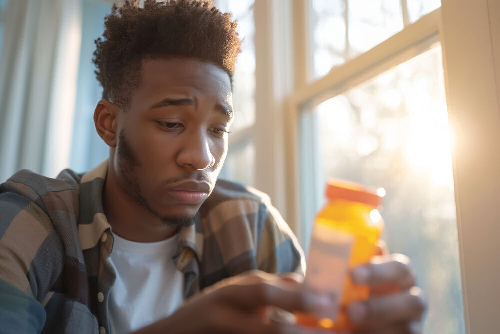 Man with signs of prescription drug abuse