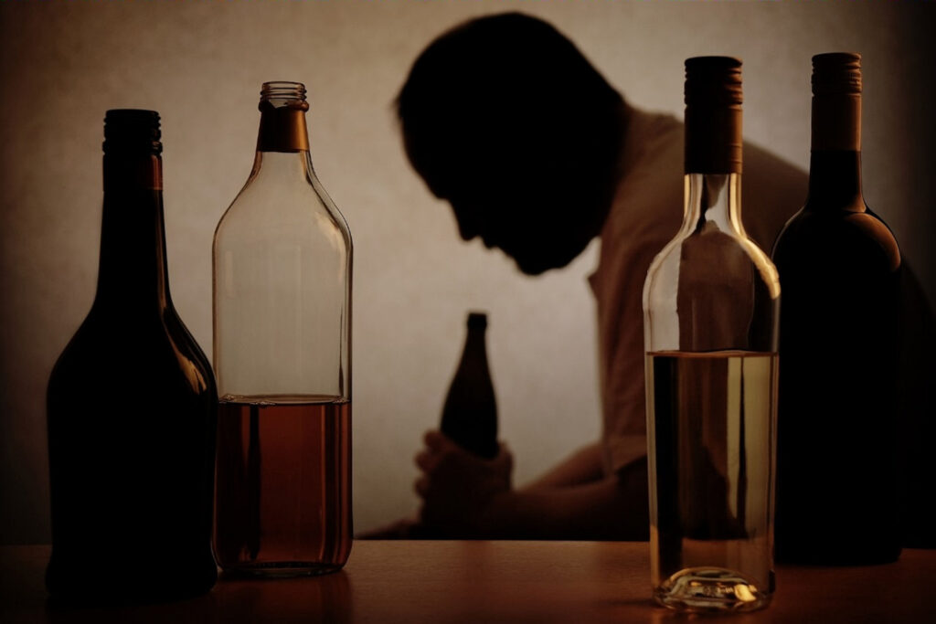 A man with alcohol consumption