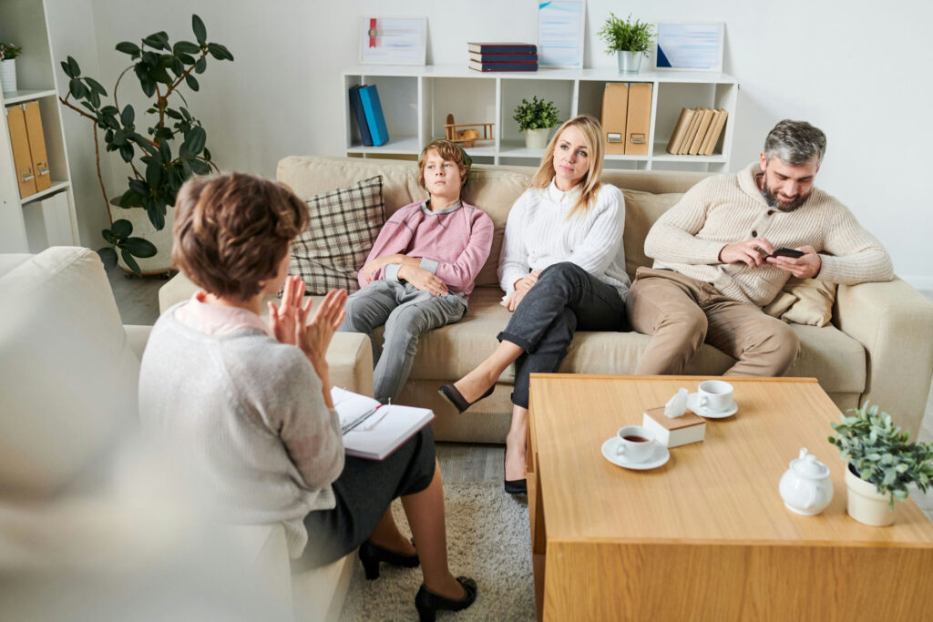 a group of family members in therapy